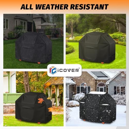 iCOVER Grill Cover 70 Inch, BBQ Grill Cover for Outdoor Grill, 600D Heavy-Duty Waterproof BBQ Cover, Large Barbecue Gas Grill Covers for Weber, Charbroil, Brinkmann, Nexgrill and More, Black - Image 7