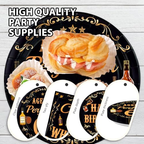 96 Pcs Whiskey 60th Birthday Whiskey Party Supplies Serves 24 - Image 6