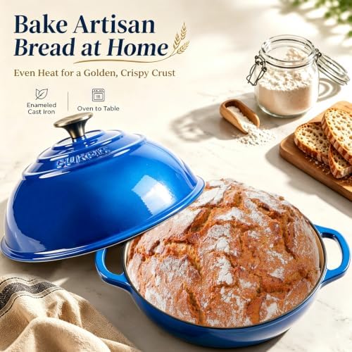 CUKOR Dutch Oven for Sourdough Bread Baking, 7QT Enameled Cast Iron Dutch Oven with Lid, Heavy-Duty Bread Baking Pot for Stovetop & Oven, 500°F - Image 2