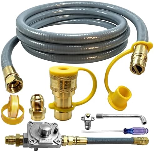 97352 98523 Natural Gas Conversion Kit for Monument Grills 41847NG, 77352NG & Denali 605, Propane to Natural Gas Conversion Kit w/CSA 10Ft 1/2" ID Natural Gas Hose, Regulator, Quick Connect Fittings. by Unknown