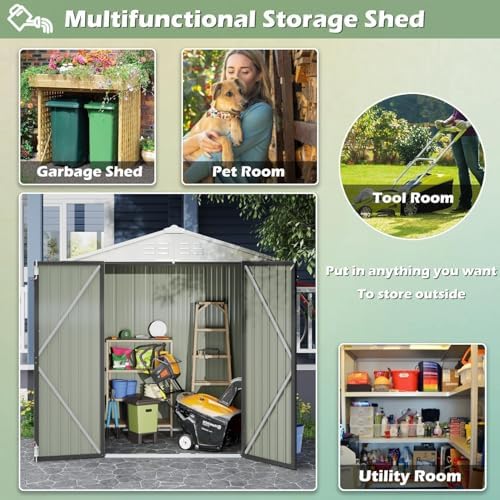 Devoko 6x4 FT Outdoor Storage Shed, Gray - Image 6