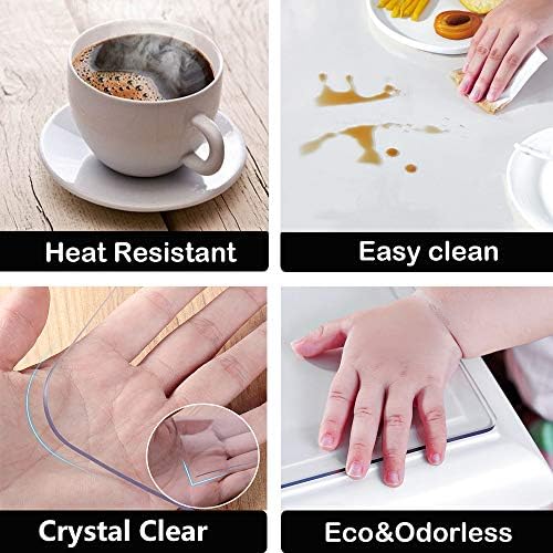 18x42 Office Desk Blotter Mat Clear Plastic Table Protector Cover Pad PVC Transparent Topper Surface Pro ection Mat Pad Anti Scratch Table Mat Glass Dinner End Table Protector Waterproof Easy Clean - Image 5