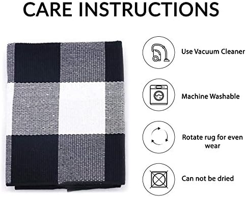 IOHOUZE 2x4.3 Buffalo Plaid Rug, Washable Outdoor Door Mat, Black White - Image 6