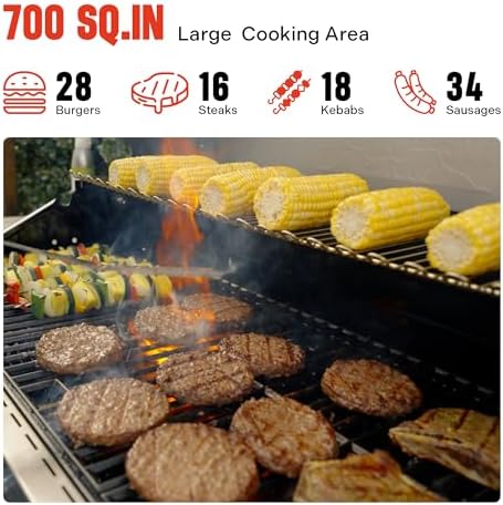 Monument Grills 4+2 Burner 72,000 BTUs Propane Gas Grill 700 sq.in. Stainless Steel Grill Built-In Thermometer, with two Side Burners - Image 6