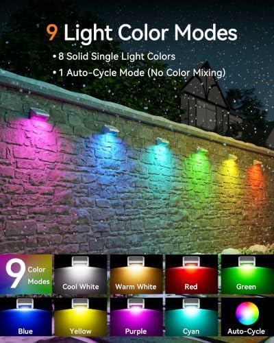 Fence Lights Solar Powered with Remote 6 Pack, IP65 Waterproof - Image 4