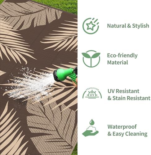 GENIMO Outdoor Rug Waterproof for Porch, Plastic Door 3'x5' Mat Coffee - Image 5
