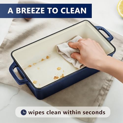 Wildone 2 in 1 Enameled Cast Iron Bread Pan with Lid, 9x5 Loaf Pans for Homemade Sourdough Bread, Cake, Meatloaf, Even Heating Bread Dutch Oven, Navy Blue - Image 5