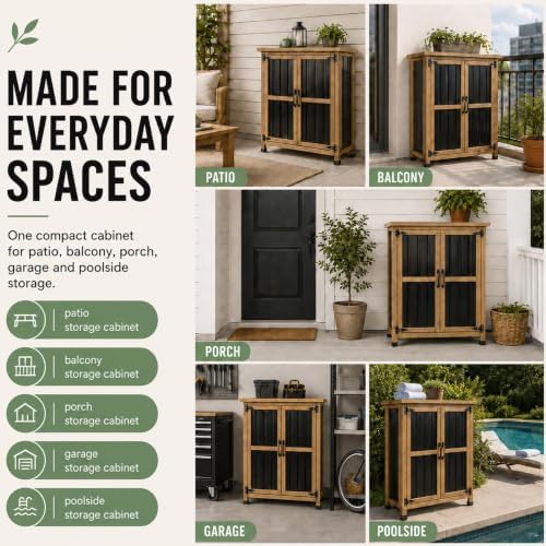 Gowoodhut Outdoor Storage Cabinet Garden Shed Box for Tools Pool Accessorie - Image 3