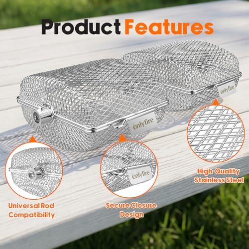 onlyfire Stainless Steel Rotisserie Basket Kit, Set of 2 - Image 3