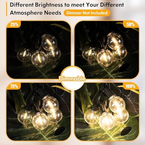 60FT Outdoor String Lights Waterproof, Bright 2700K LED Patio Lights String with 30+1 G40 Shatterproof Globe Bulbs, Connectable Edison String Lights for Outside, Garden, Balcony, Porch - Image 5