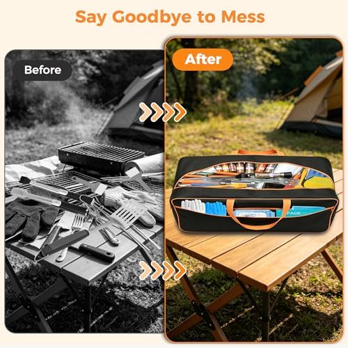 Grill Utensil Tool Storage Bag for Outdoor Grilling, Extra Large 25" x 10" x 8" BBQ Accessory Storage, Heavy-Duty Utensil Grill Accessories Organizer Case Storage Compatible with Blackstone - Image 6