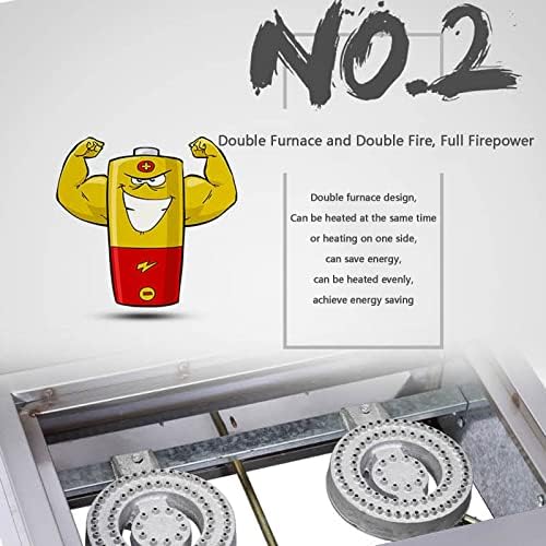 Double Gas Griddle Grill Smooth LPG Commercial Stainless Steel Heavy Duty Restaurant Outdoor Griddle Gas Baking Plate Burger Grill Large Non-Stick Burners Flat Hot Plate for Home and Commercial,718 - Image 5