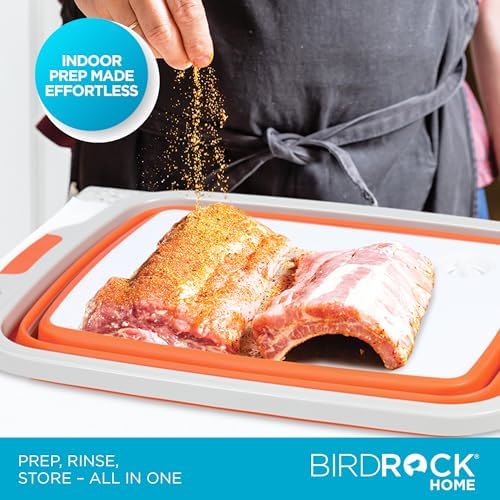 BIRDROCK HOME 18L Collapsible BBQ Prep Tub with Lid, Orange, 22” L x 16” W - Image 4
