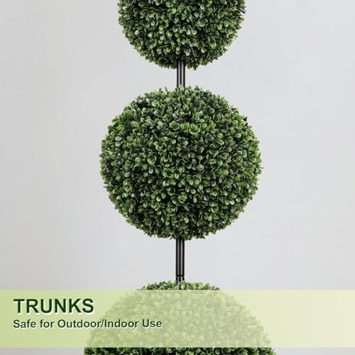VIVATREES 4FT UV-Resistant Artificial Triple Ball Boxwood Topiary Set of 2, All-Weather Outdoor & Indoor Decor for Garden, Porch, Entryway - Image 5