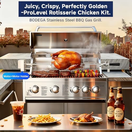 BODEGA 30 Inch 5-Burner Propane Gas Grill with Rotisserie Chicken Fork Kit, 58000-BTU Outdoor Gas Grill for Kitchen, LPG/NG Convertible, Backyard BBQ Grill with Temperature & Rear Infrared Burner. - Image 5