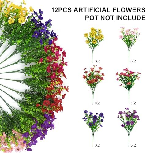 Artificial Flowers for Outdoors Fake Faux Flowers Plants Home Spring Decor - Image 4