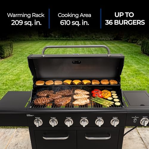 Kenmore 6-Burner Propane Gas BBQ Grill with Side Burner, 73,000 BTUs, Stainless Steel Cabinet Grill with Cast Iron Grates for Outdoor Cooking, Backyard BBQ, Patio, Large Parties (Black) - Image 7