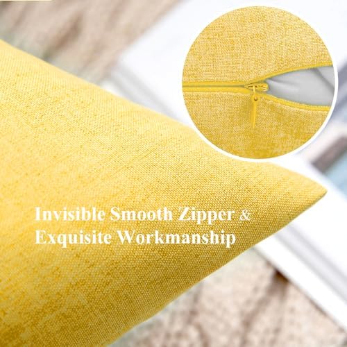 MIULEE Decorative Outdoor Pillow Covers Lumbar Waterproof 12x20 Yellow - Image 3