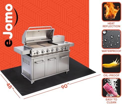 Under Grill Fire Pit Mats for Outdoor Grill Deck Protector - Black Under BBQ Grill Mat w/Fire Blanket & Corner Weights, Double-Sided Fireproof Design, Heat Resistance Up to 2000°F (48x90) - Image 5