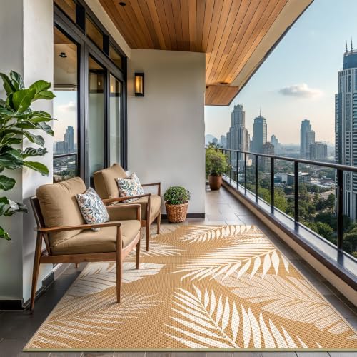 GENIMO Outdoor Rug, Waterproof Plastic Rugs for Patio, 8'x10' Brown Beige - Image 4