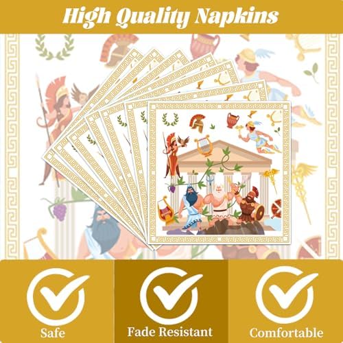 Gameza Greek Mythology Birthday Tableware Decor, 96PCS Greek Disposable Paper Plates and Napkins Party Decorations, Ancient Greece Goddess Forks Themed Decor Serves 24 - Image 3