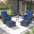Aoxun 5 Piece Outdoor Patio Furniture Set with Coffee Table, Outdoor Patio Furniture Sets with High Back Swivel Rocker Chairs, Outdoor Sofa Set with Ottoman for Backyard & Garden, Navy Blue by Aoxun