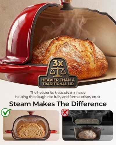 5QT Enameled Cast Iron Sourdough Bread Oven & Starter Kit, Red - Image 5