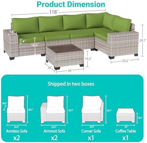 Outdoor Patio Furniture Set PE Wicker Rattan Outdoor Sectional Sofa - Image 6