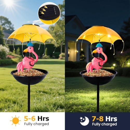 Solar Bird Feeders for Outdoors, Flamingo Garden Decor with LED Light - Image 6