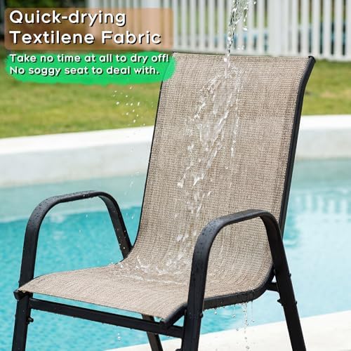 Outdoor Dining Set for 4, Metal Table and Stackable Chairs - Image 5