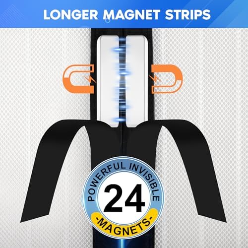 METAONLY Magnetic Screen Door Mesh, Works for Patio, Sliding Door, Keeps Bug Mosquito Out, Fresh Air Flow, Fits 36" x 80" Door - Curtain Size 38" x 82", Black Frame White Veil - Image 4