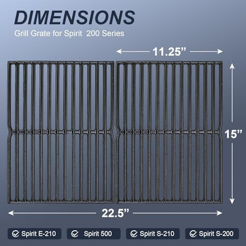 Uniflasy 15 inch Grates for Weber Spirit 200 Side Control for Weber Spirit Grill Grates 15 x 11 1/4 Spirit E/S 210 Spirit 500 Genesis Silver A for Weber Grill Grate 15" x 23" for Spirit Parts 7522 - Image 3