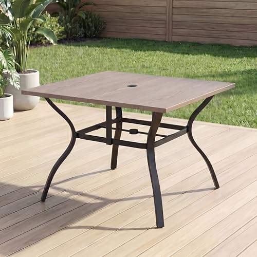Square Metal Outdoor Dining Table for 4, 37.8”x37.8” by LUTINLIX