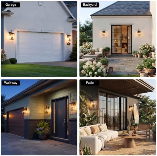 Kalium Modern Outdoor Wall Sconce Fixture 20 1/2", Matte Black, 3-Light Exterior Wall Mount Lighting with Clear Glass Panels for House Porch Patio Outside Deck Garage Yard Front Door Garden Home - Image 6