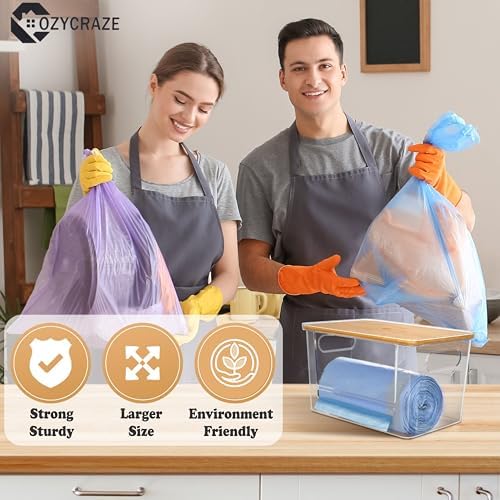 Stackable Trash Bag Dispenser with Wooden Top for Holding 13/30/33-Gallon Large Bag Sizes – Extra-Large Garbage Bag Holder with Anti-Slip Base, Trash Bag Dispenser Under Sink (11.5"x7.5"x7") - Image 6