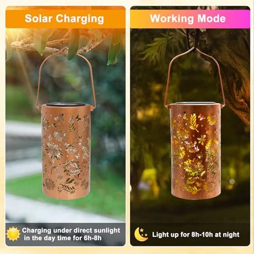 BSGlobal Colorful Sunflower Solar Lanterns Outdoor Hanging Lights - Image 4