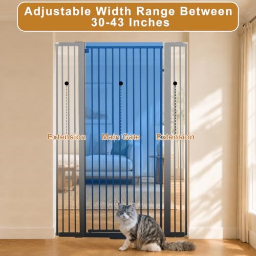YZHDUXIU Extra Tall Cat Gate,Extra Wide Adjustable Gate(Black 55''T*48 ''W) - Image 6