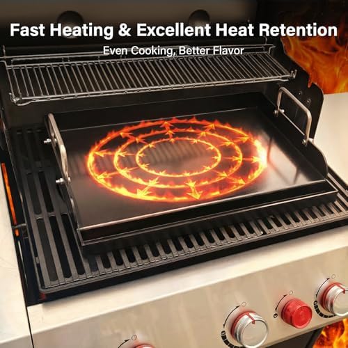 17" x 13" Nano-Ceramic Nonstick Cast Iron Griddle - Universal Flat Top with Grease Groove, Reinforced Ridges & High Sidewalls, Cooking Skillet Pan for Gas/Charcoal Grills & Stove Top - Image 5