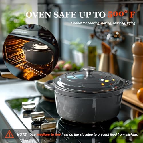 Overmont Enameled Cast Iron Dutch Oven - 7QT Pot with Lid Cookbook - Image 5
