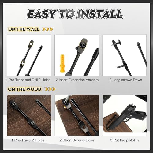 Yaocom 10 Pcs Pistol Wall Mount Rack with Rubber Coated Hooks - Image 4
