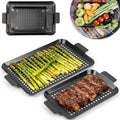 2PCS Grill pan: Grill topper for outdoor grill - Non-stick enamel coating grill topper suitable for camping, picnic, party by Guogiyala