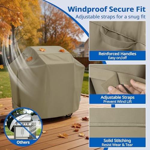 SunPatio 48 Inch Heavy Duty Waterproof Outdoor Grill Cover, Taupe - Image 5