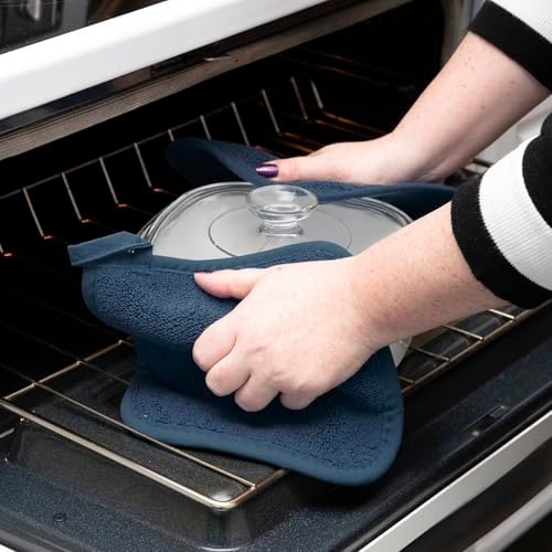 RITZ Terry Potholder & Hot Pad: Unparalleled Heat Resistant, Durable 100% Cotton – Ergonomically Designed for Optimal Grip – Easy-Care Machine Washable – 2-Pack, Midnight - Image 4