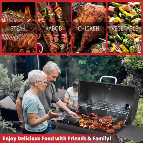 Kendane Barrel Charcoal Grill, Large Charcoal Grills with Side Shelf - Image 3