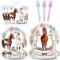 96PCS Western Horse Party Paper Plates and Napkins Horse Theme Birthday Dinnerware West Horses Racing Tableware for Derby Day Rodeo Wedding Bachelorette Baby Shower Party Decorations by Oitnlaughter