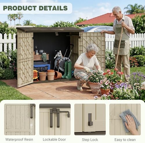 LHBcraft Waterproof Outdoor Storage Box 36 Cu Ft with Lockable Doors, Portable Horizontal Resin Storage Cabinet, Outdoor Storage Shed for Backyards, Easy to Assemble - Image 4