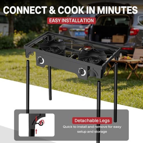 2 Burner Propane Camp Stove | 150,000 BTU | High Pressure Gas Burners - Image 6