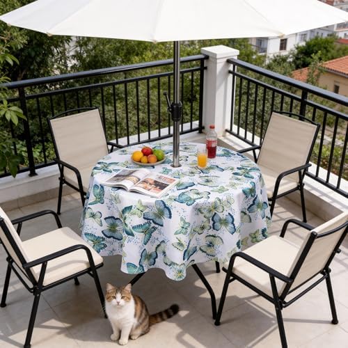 SUQ I OME Outdoor Tablecloth, Green Butterfly, 60'' Round with Zipper - Image 6