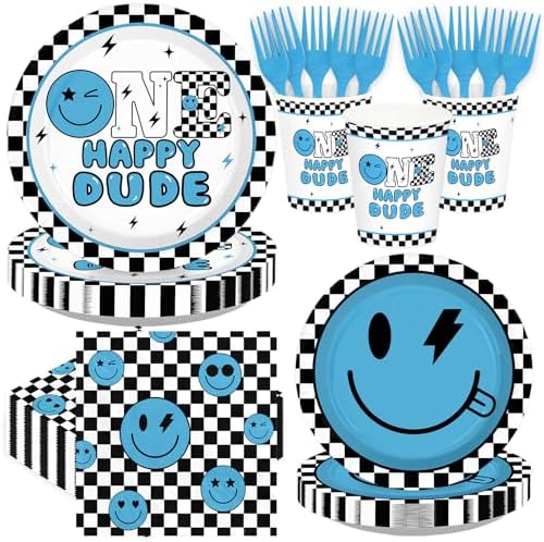 250Pcs One Happy Dude 1st Birthday Party Decorations,Serves 50 by Greencian