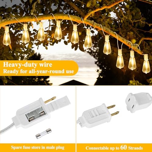 Brightever 25FT Outdoor String Lights 13 Bulbs, Waterproof Patio Lights - Image 6